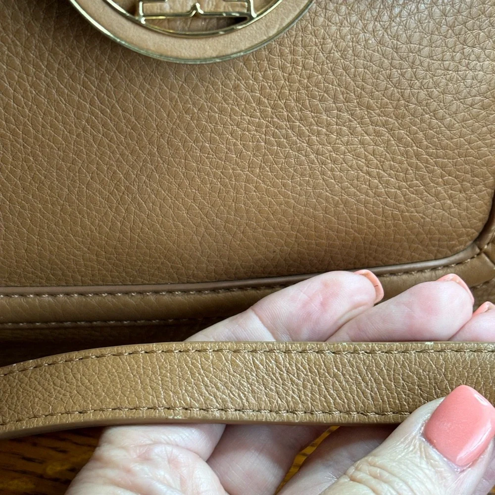 Tory Burch Tan Leather Hobo with Logo Medallion